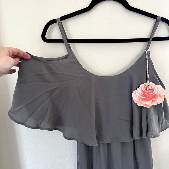 Show Me Your MuMu Caitlin Ruffle Maxi Dress in Grey - Picture 3 of 7